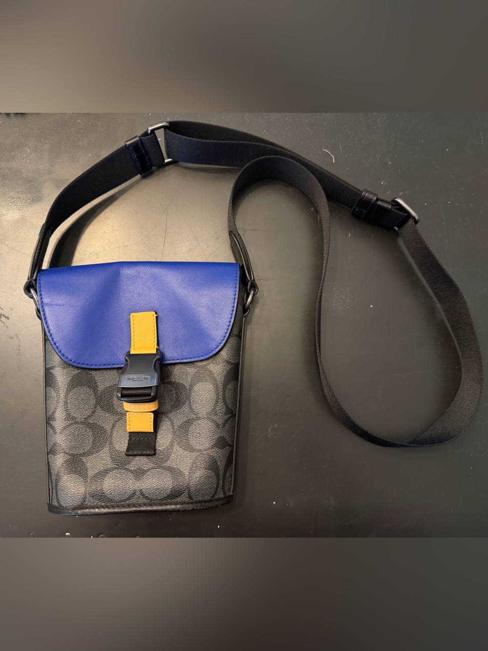 Coach Small Messenger Bag - Blue, Black & Yellow - Picture 2 of 6